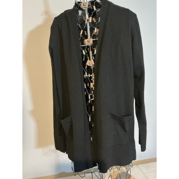 89th + Madison Sweaters - 89th + Madison Womens Black Open Front Cardigan Sweater Ribbed Knit Large